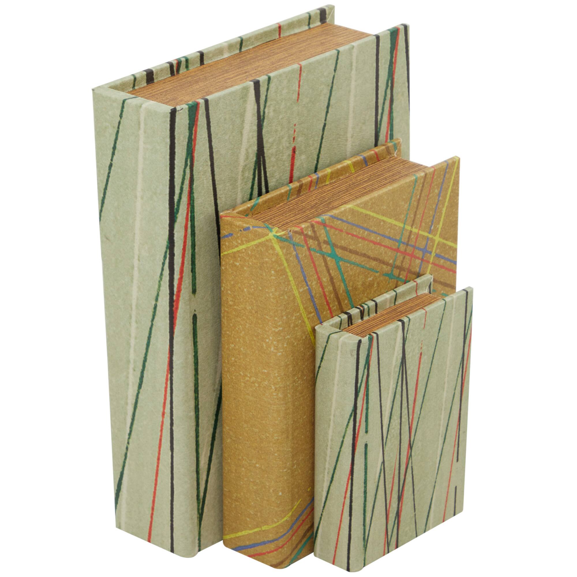 Line Print Faux Leather Faux Book Box with Varying Patterns Set